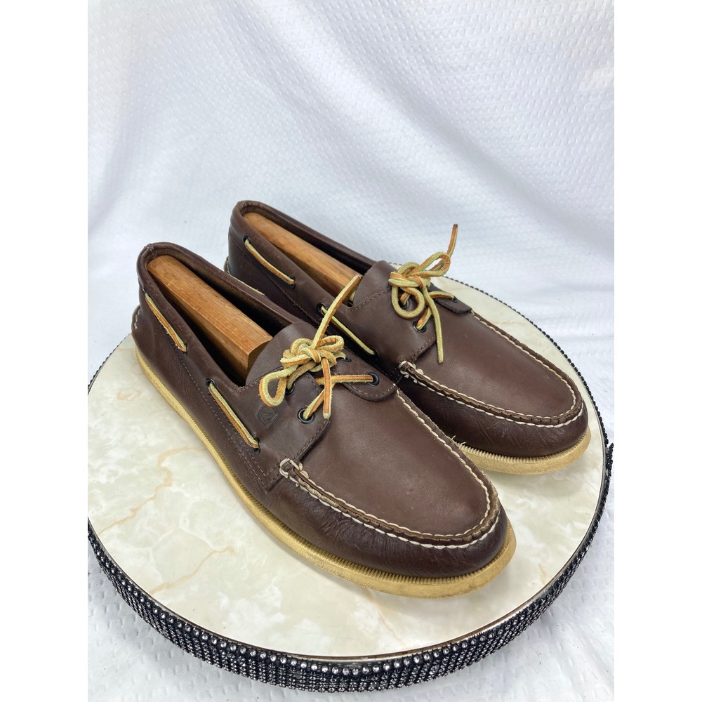 Sperry Top Sider Authentic Original 2 Eye Boat Shoes Men 13 Brown Leather Loafer